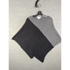 Celeste Womens Poncho Once Size Sweater Gray Cashmere Wool Colorblock Knit Cape